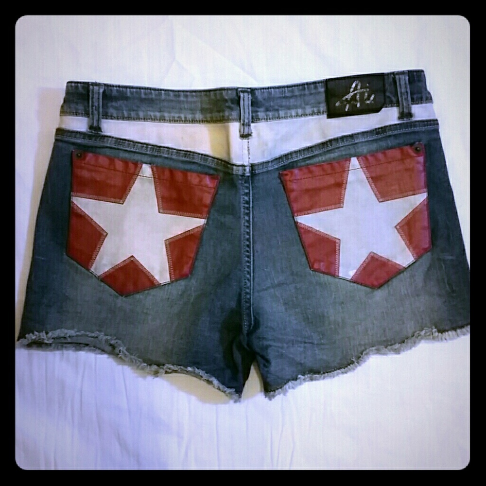 American Icon Red White and blue denim star shorts